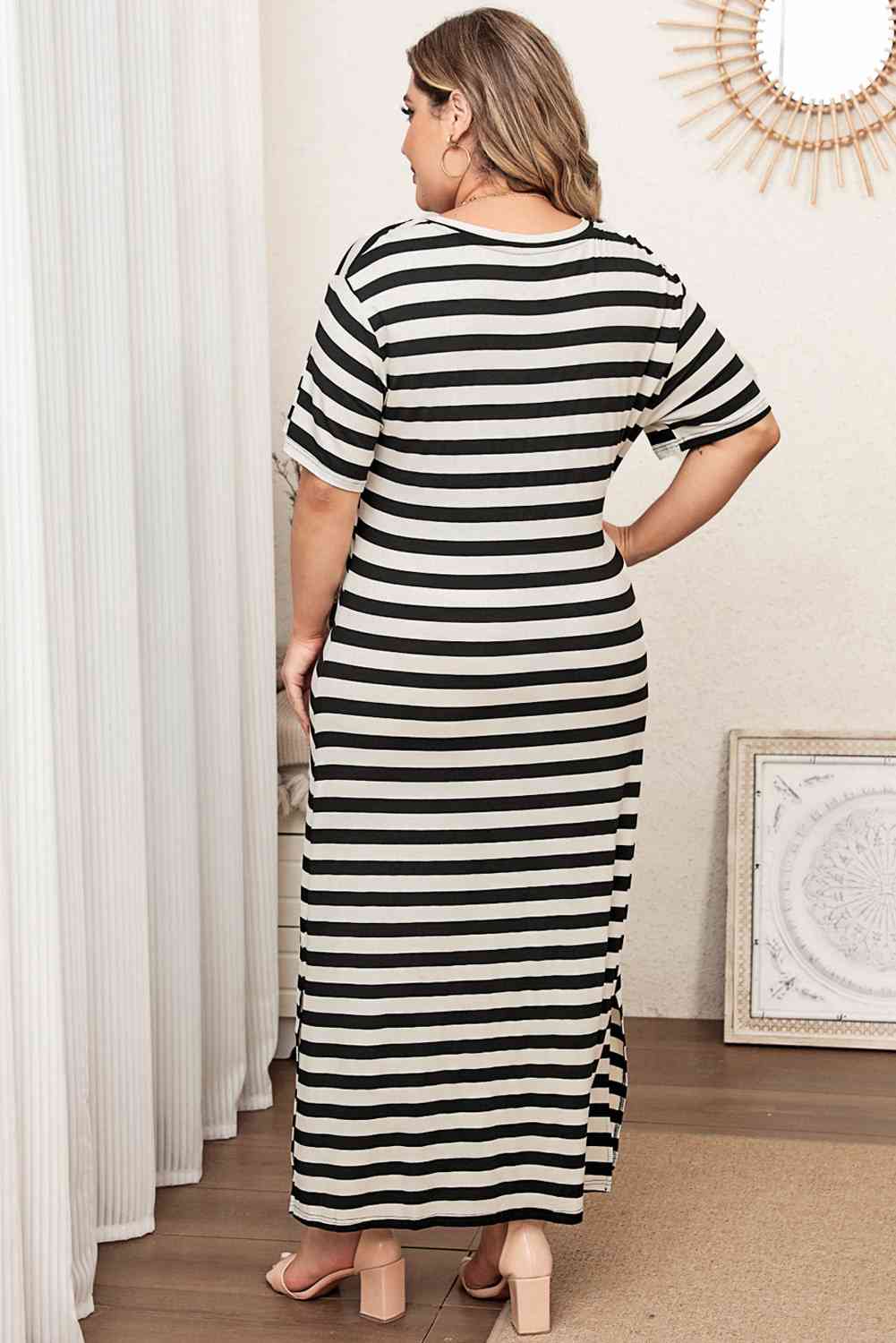 Plus Size V-Neck Side Slit Maxi Dress (BWMT) T - Deals DejaVu