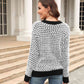 Printed Round Neck Dropped Shoulder Sweater - Deals DejaVu