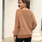 Round Neck Ribbed Trim Sweater - Deals DejaVu