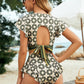 Printed Flutter Sleeve Ruffled Two-Piece Swimsuit (TB13D) T