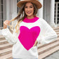 Heart Graphic Round Neck Sweater - Deals DejaVu