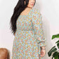 Double Take Floral Smocked Flounce Sleeve Square Neck Dress