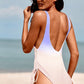 Ombre Drawstring Ruched Sides One-Piece Swimsuit (TB10D) T