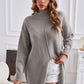 Exposed Seam Mock Neck Slit Sweater - Deals DejaVu