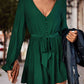 Long Flounce Sleeve V-Neck Romper