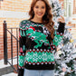 Round Neck Long Sleeve T.Rex Pattern Sweater - Deals DejaVu
