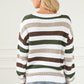 Striped Openwork Dropped Shoulder Sweater