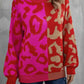 Leopard Round Neck Long Sleeve Sweater - Deals DejaVu