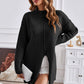 Exposed Seam Mock Neck Slit Sweater - Deals DejaVu