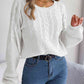 Cable-Knit Round Neck Drop Shoulder Sweater - Deals DejaVu