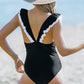 Two-Tone Ruffled One-Piece Swimsuit (TB10D) T