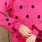 Woven Right Polka Dot Round Neck Dropped Shoulder Sweater
