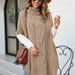 Cable-Knit Turtleneck Slit Sweater - Deals DejaVu
