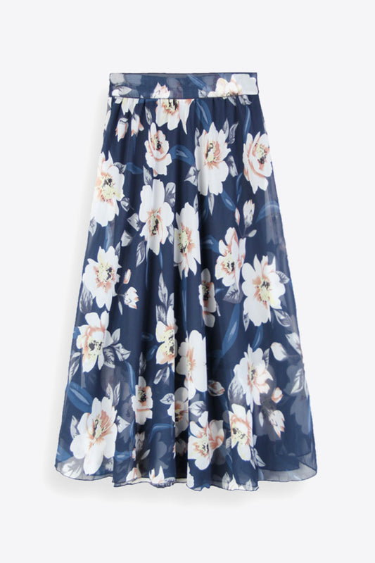 Full Size Floral Tie-Waist Skirt (TB7) T - Deals DejaVu
