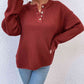 Quarter-Button Slit Sweater