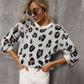 Animal Print Dropped Shoulder Knit Pullover