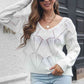 Openwork V-Neck Dropped Shoulder Sweater - Deals DejaVu