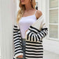 Striped Open Front Longline Cardigan