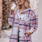 Plaid Dropped Shoulder Hooded Jacket (BFD) T - Deals DejaVu