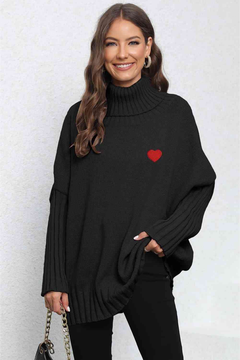 Turtle Neck Long Sleeve Ribbed Sweater - Deals DejaVu