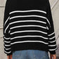 Striped Dropped Shoulder Round Neck Pullover Sweater - Deals DejaVu