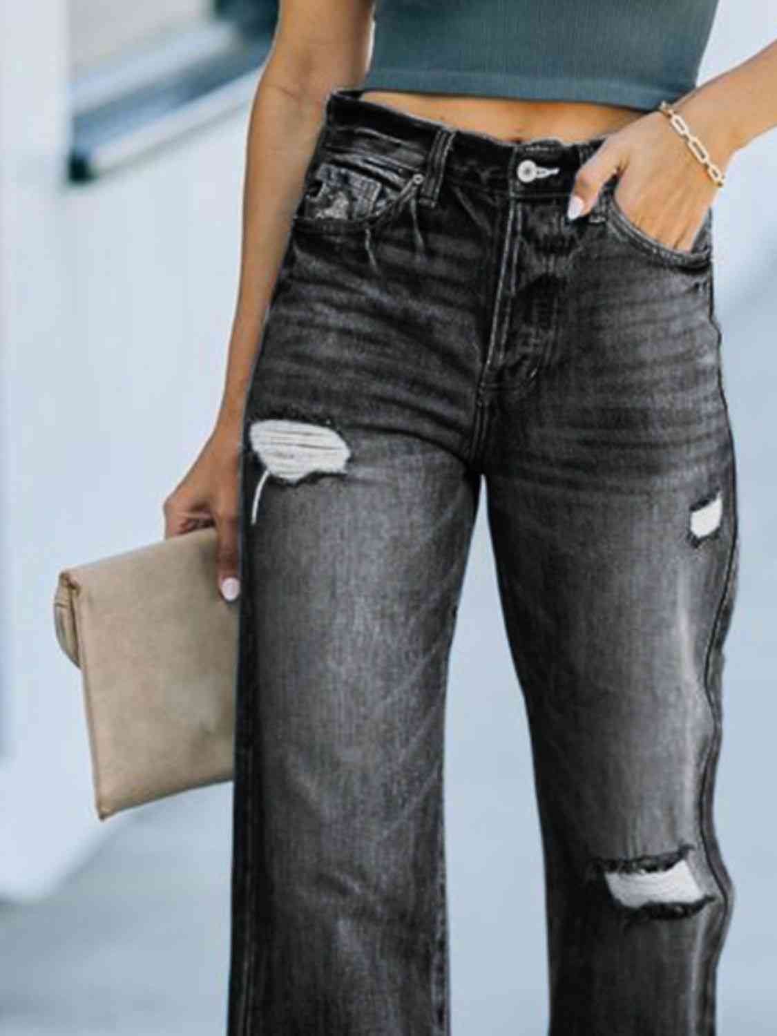 Distressed Straight Leg Jeans (BFD) T - Deals DejaVu