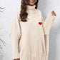 Turtle Neck Long Sleeve Ribbed Sweater - Deals DejaVu