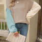 Color Block Round Neck Dropped Shoulder Sweater