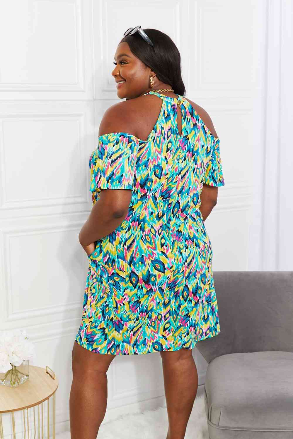 Sew In Love Full Size Perfect Paradise Printed Cold-Shoulder Dress (MWBT) T - Deals DejaVu