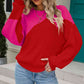 Two-Tone Round Neck Ribbed Sweater - Deals DejaVu