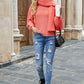 Round Neck Lantern Sleeve Sweater - Deals DejaVu