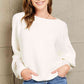 Woven Right Horizontal Ribbing Dolman Sleeve Sweater