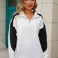 Contrast Quarter-Zip Collared Neck Sweater