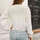 Ruffle Trim Button-Down Dropped Shoulder Sweater