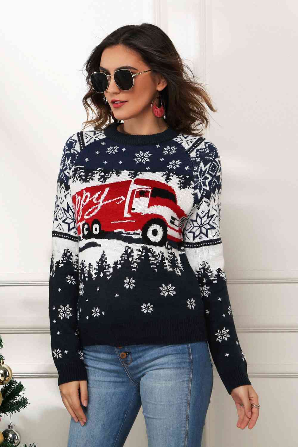 HAPPY Christmas Raglan Sleeve Sweater