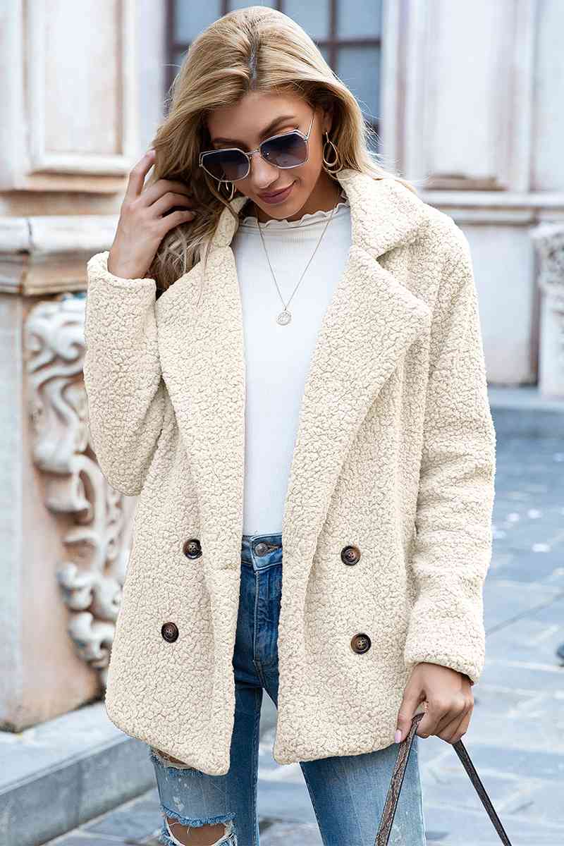 Full Size Lapel Collar Sherpa Coat (BFD) T - Deals DejaVu