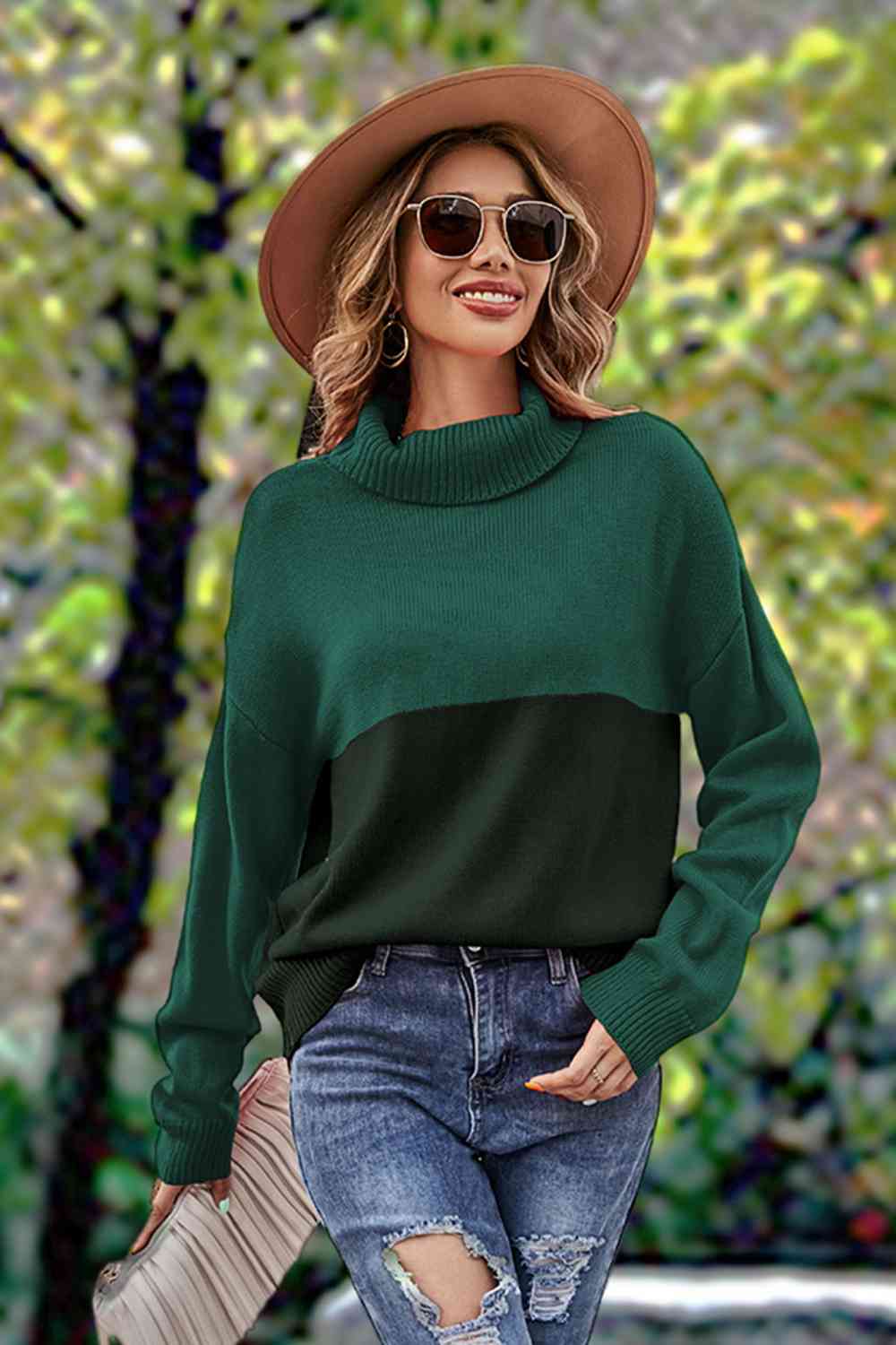 Turtleneck Long Sleeve Sweater - Deals DejaVu