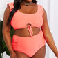 Marina West Swim Sanibel Crop Swim Top and Ruched Bottoms Set in Coral (TB9D) T