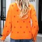 Woven Right Polka Dot Round Neck Dropped Shoulder Sweater