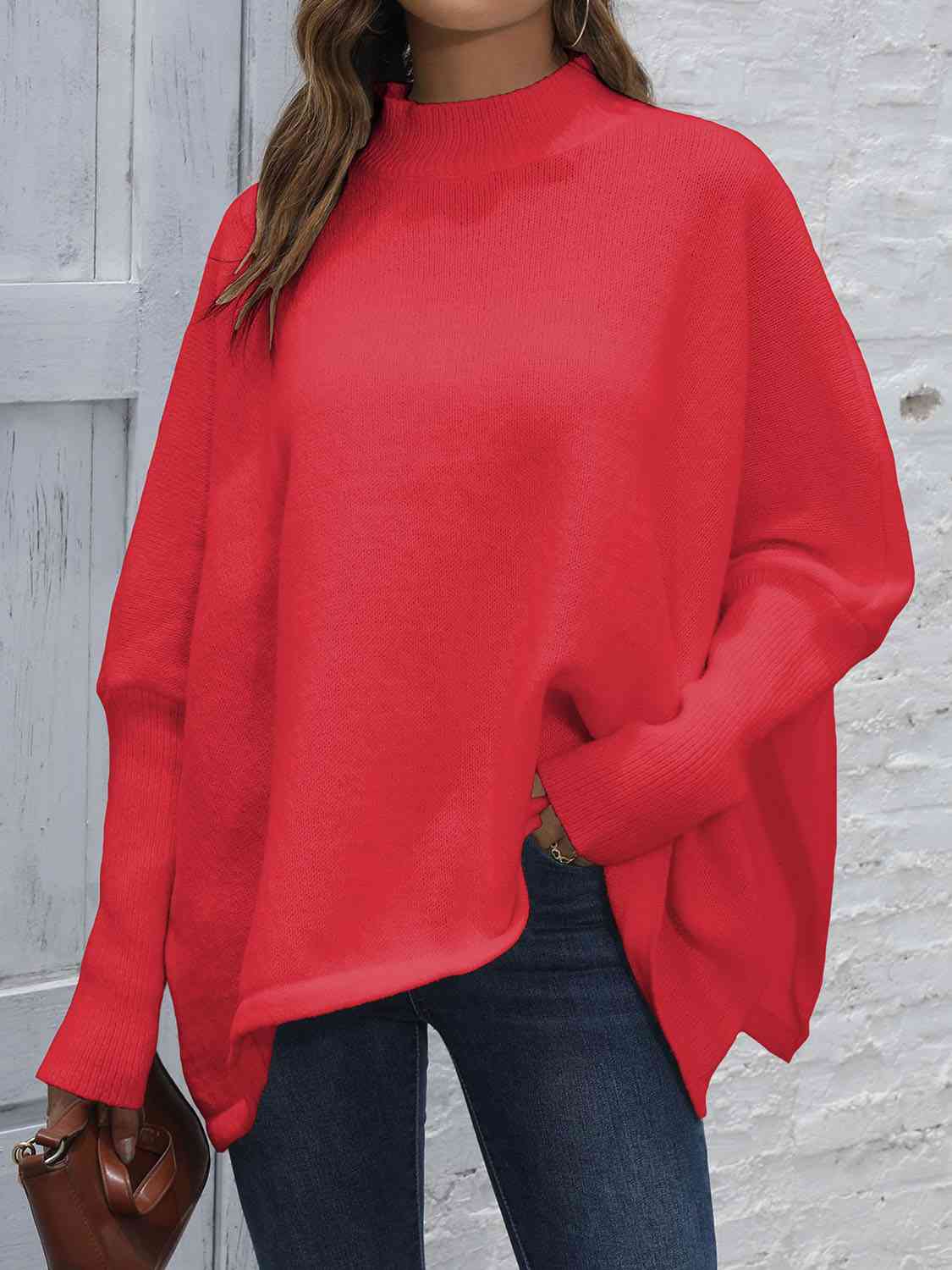 Loose Hem Plain Sweater - Deals DejaVu