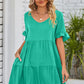 V-Neck Flounce Sleeve Tiered Dress (BWD)(WS06)T - Deals DejaVu