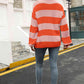Striped Balloon Sleeve Knit Pullover - Deals DejaVu