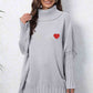 Turtle Neck Long Sleeve Ribbed Sweater - Deals DejaVu