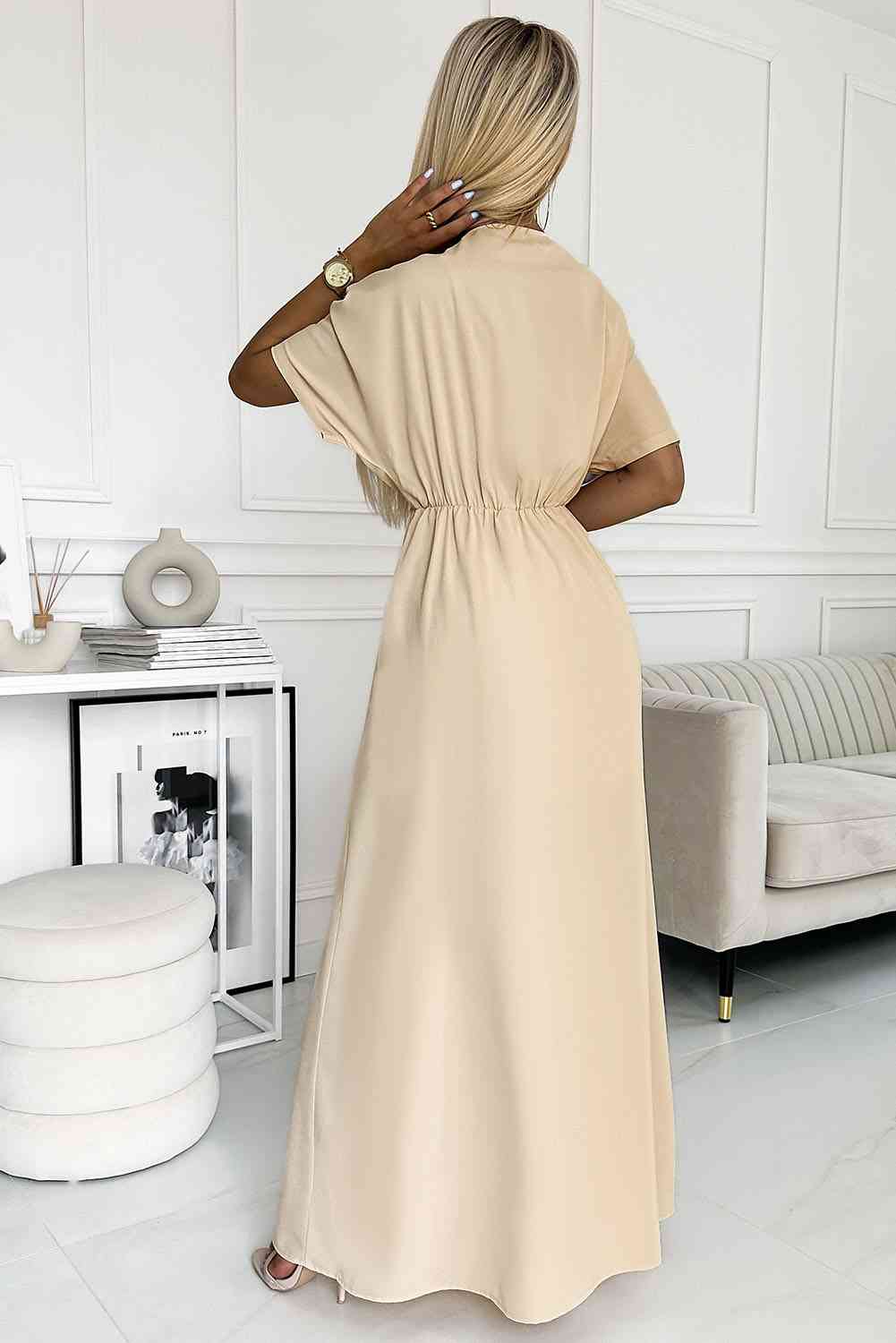 Surplice Neck Slit Maxi Dress (BWM) T - Deals DejaVu