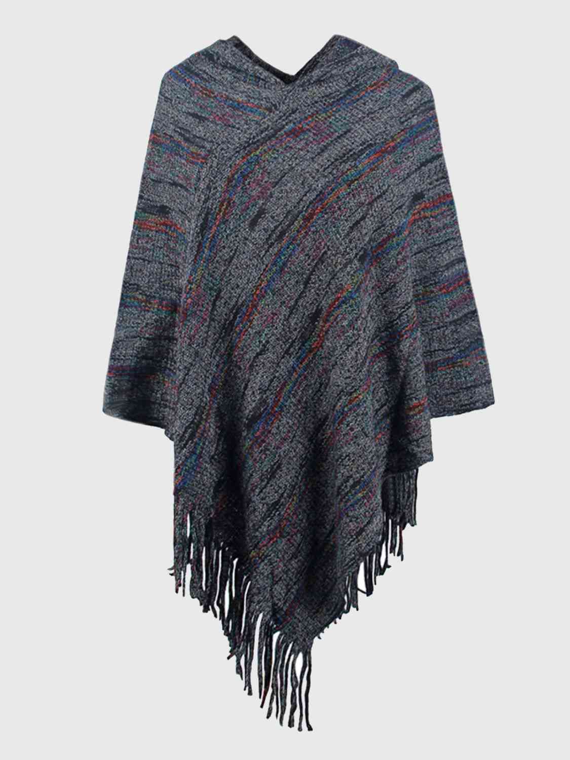 Fringe Hem Hooded Poncho