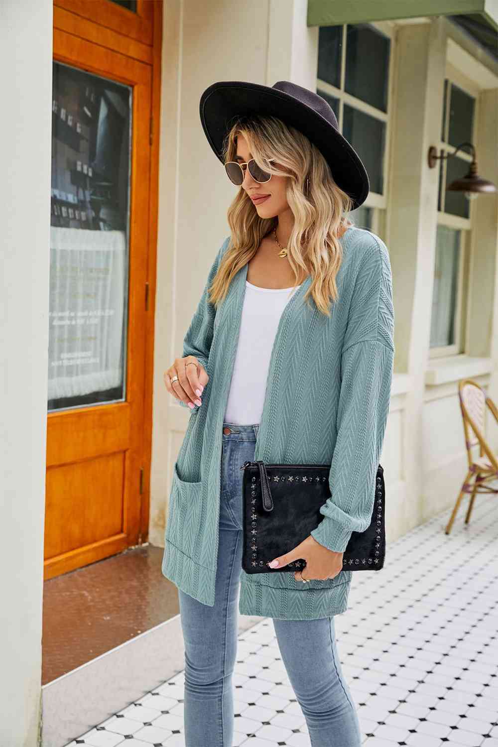 Long Sleeve Pocketed Cardigan - Deals DejaVu