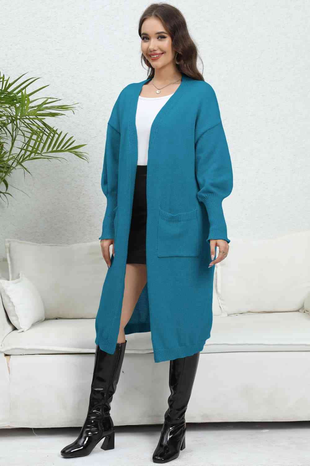 Open Front Dropped Shoulder Cardigan - Deals DejaVu