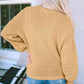Round Neck Dropped Shoulder Waffle-Knit Sweater