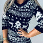 Christmas Element Round Neck Mini Sweater Dress (MWBT) T - Deals DejaVu