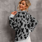 Animal Print Dropped Shoulder Knit Pullover